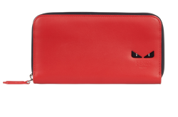 Fendi Zipped Mini Eyes Bugs Long Wallet, Leather, Red/Black,DB,7M0210, 3*